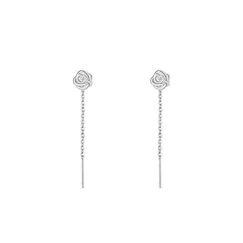 925 sterling silver rose ear string
