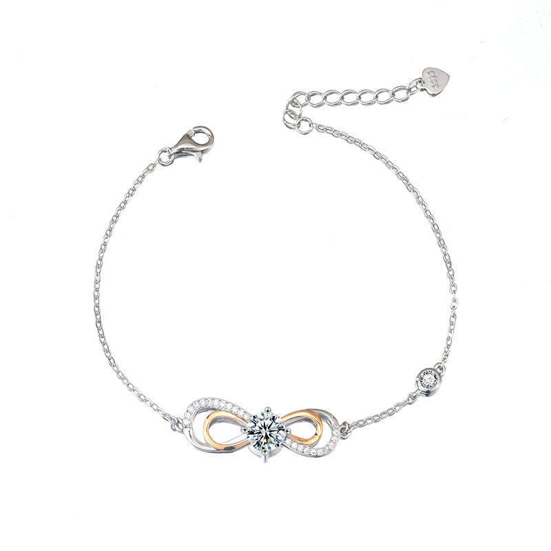 925 Sterling Silver Moissanite Figure 8 Bracelet