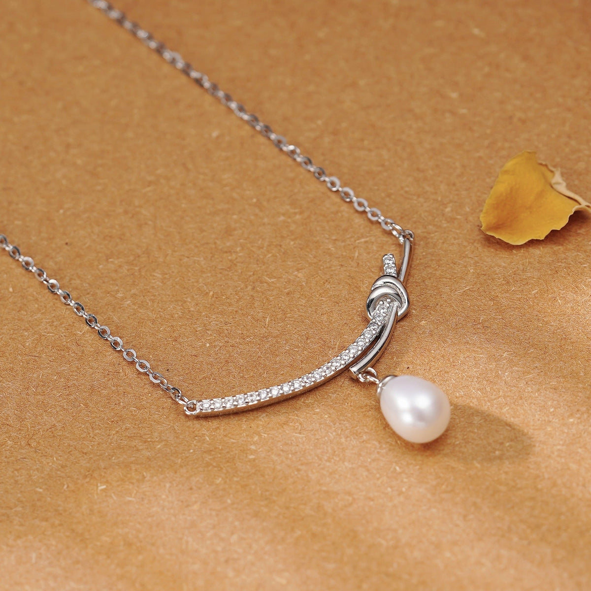 S925 pure silver freshwater pearl pendant necklace