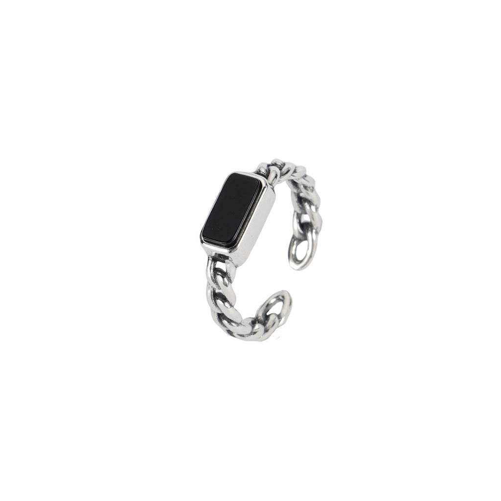 925 sterling silver black agate ring