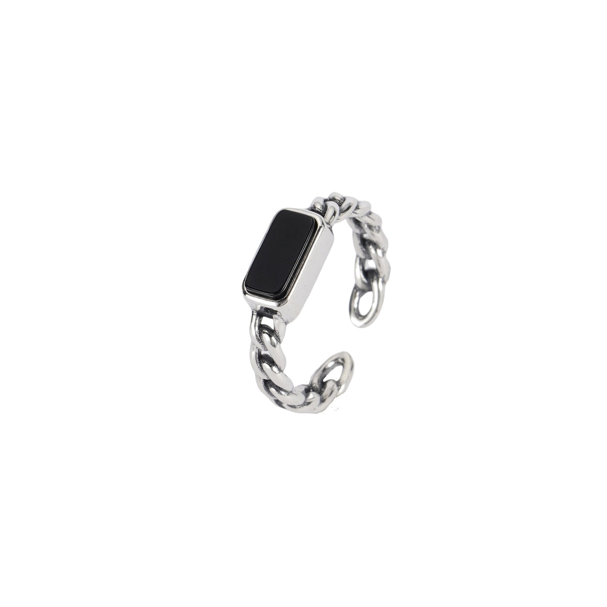 925 sterling silver black agate ring