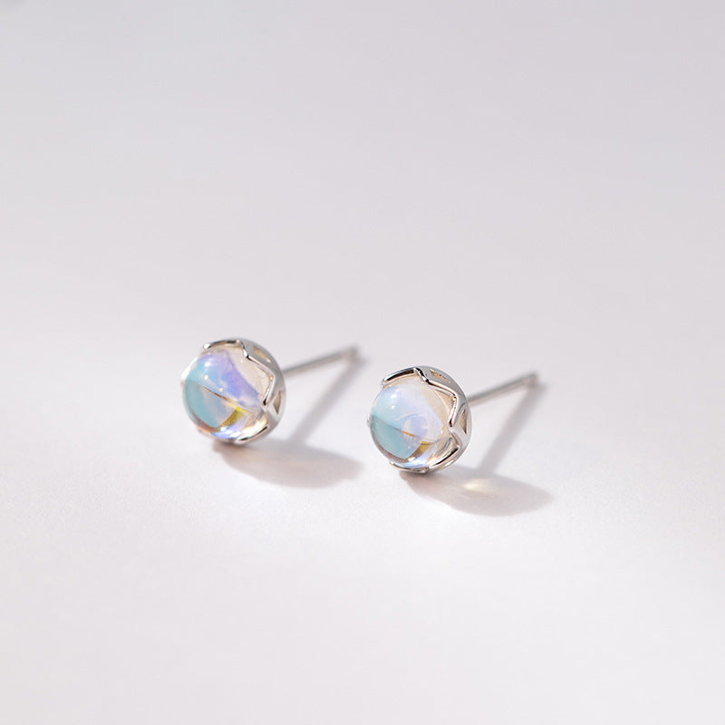 925 sterling silver imitation moonstone earrings