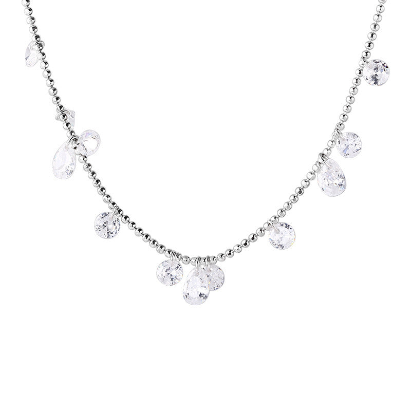 S925 Silver Sparkling Zirconia Necklace - Silvery
