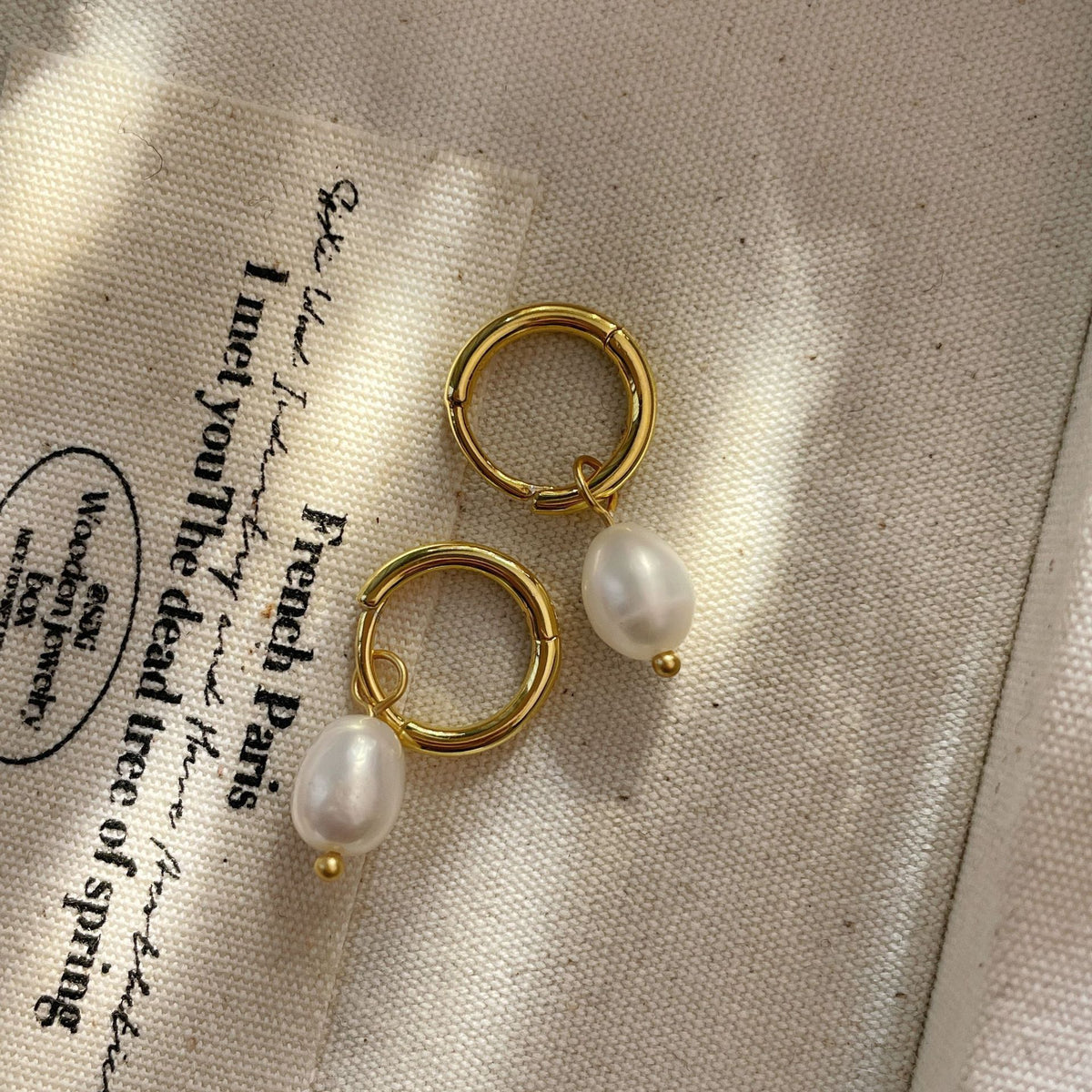 925 sterling silver freshwater pearl pendant earrings - golden
