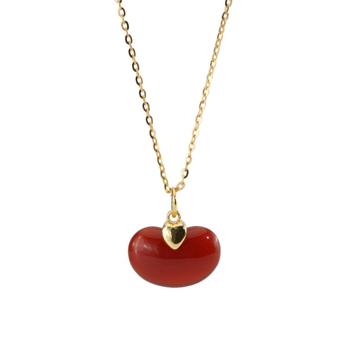S925 Pure Silver Red Agate Pendant Necklace - Golden