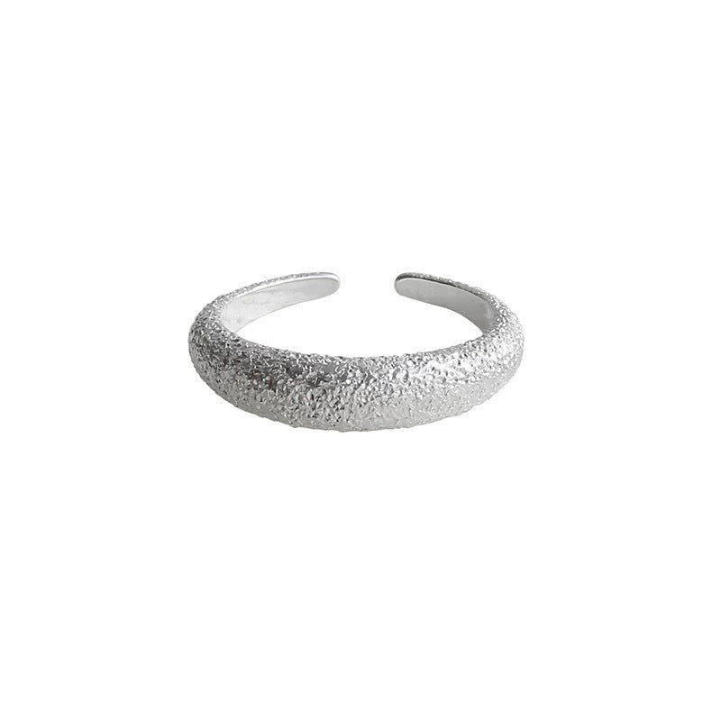S925 sterling silver frosted sparkling  ring
