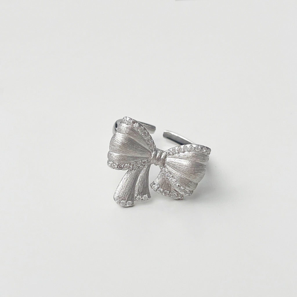 925 sterling silver bowknot ring - silvery