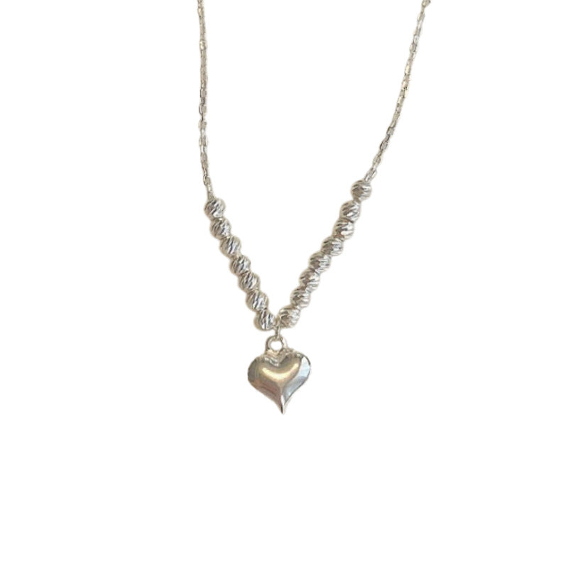 925 sterling silver heart-shaped pendant necklace - silvery