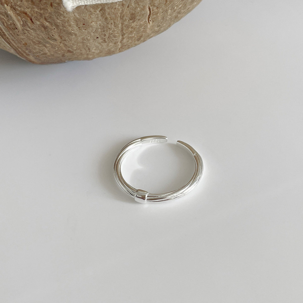 925 sterling silver open-end ring - silvery