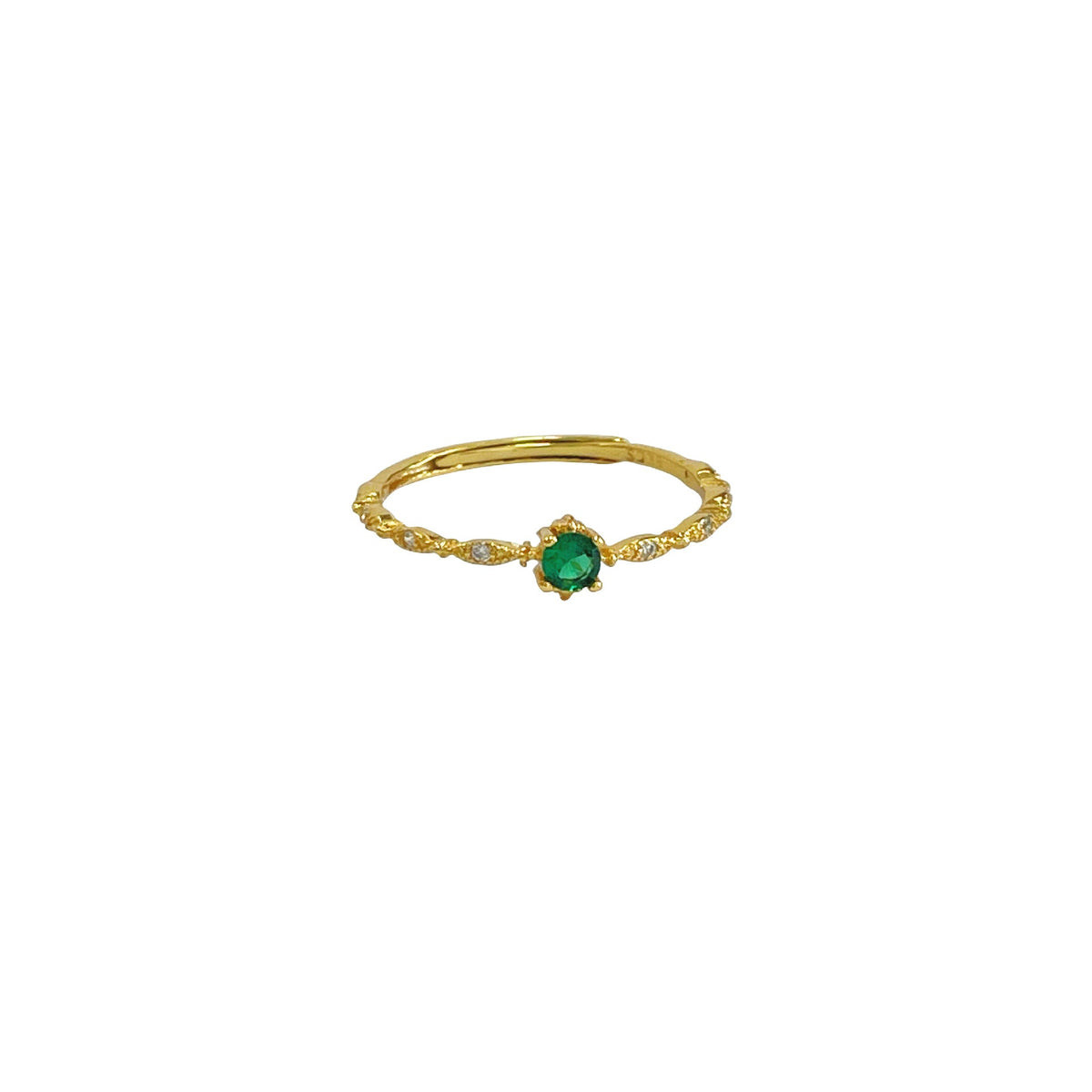 S925 sterling silver inlaid with green zirconium open ring