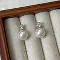 S925 sterling silver pearl earrings - silvery