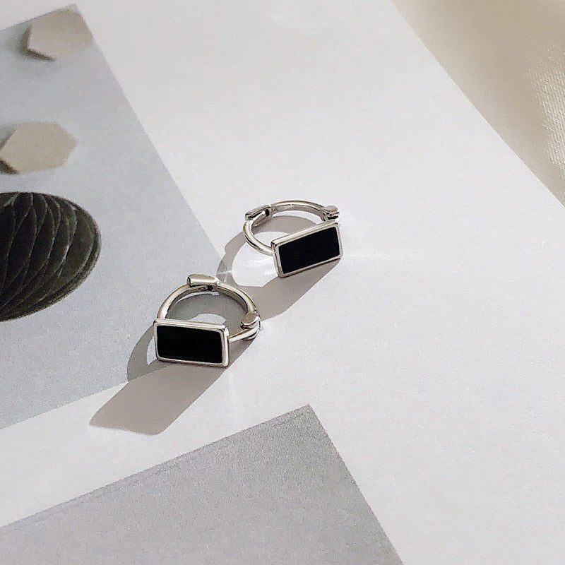 S925 sterling silver black cool earrings