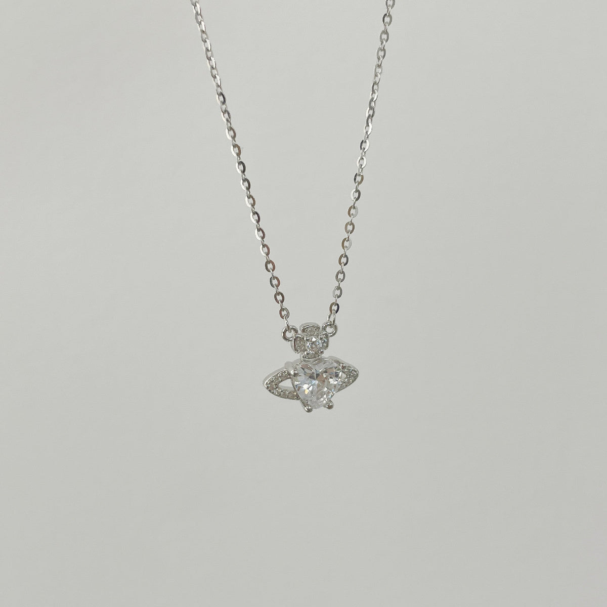 925 sterling silver planet pendant necklace - silvery