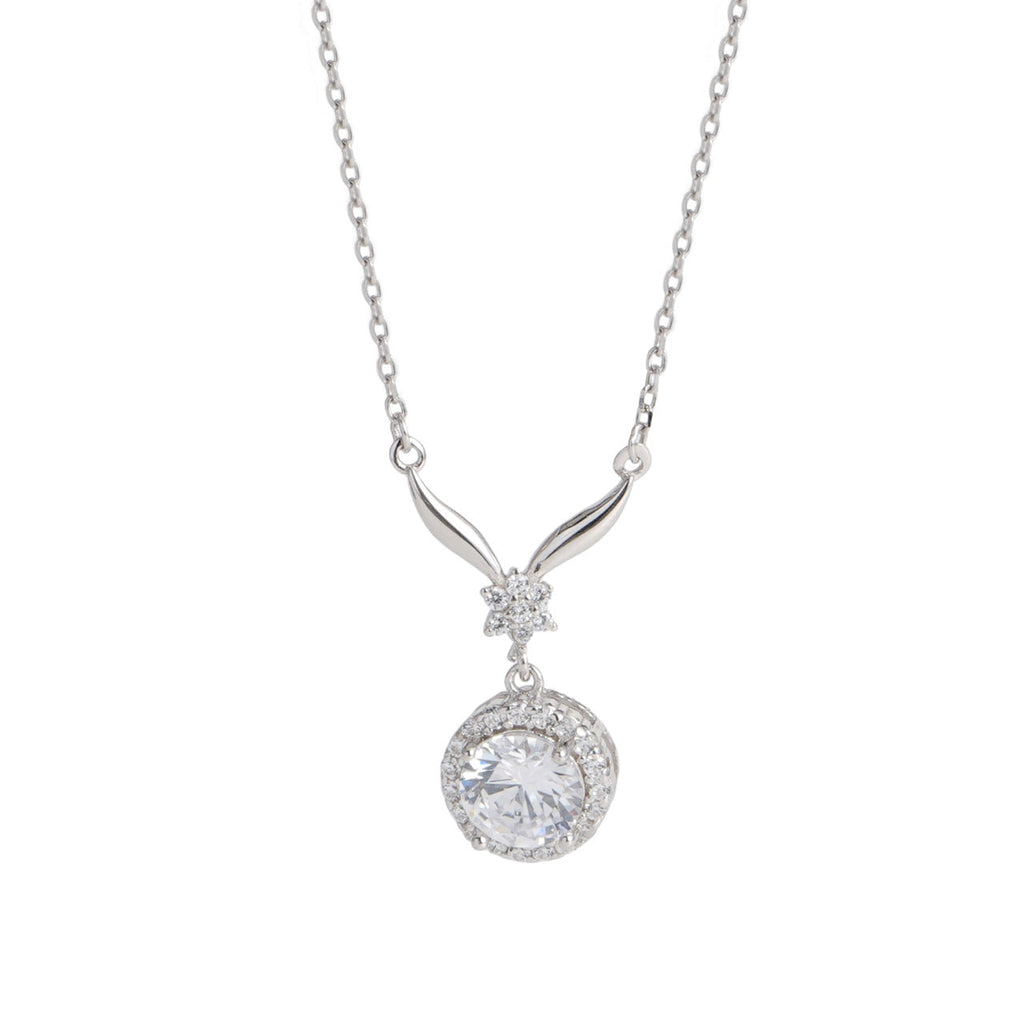 925 sterling silver sparkling zirconium pendant necklace - silvery