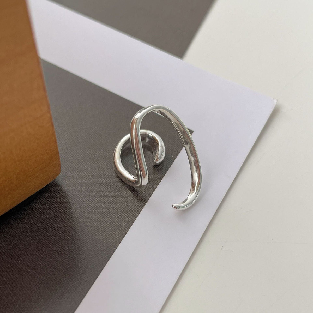 925 sterling silver single ear bone clip - silvery