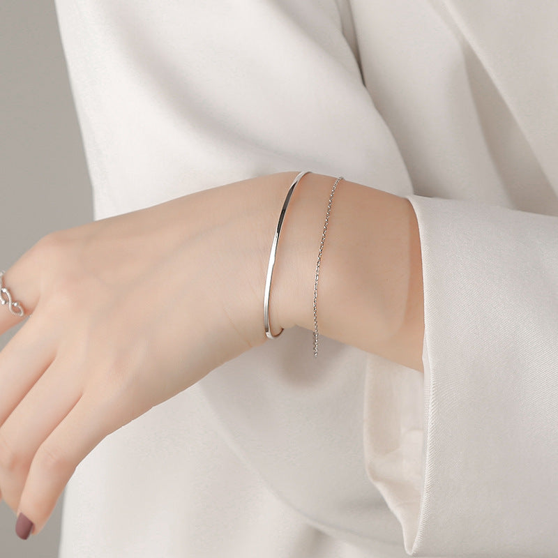 925 sterling silver double-layer bracelet - silvery