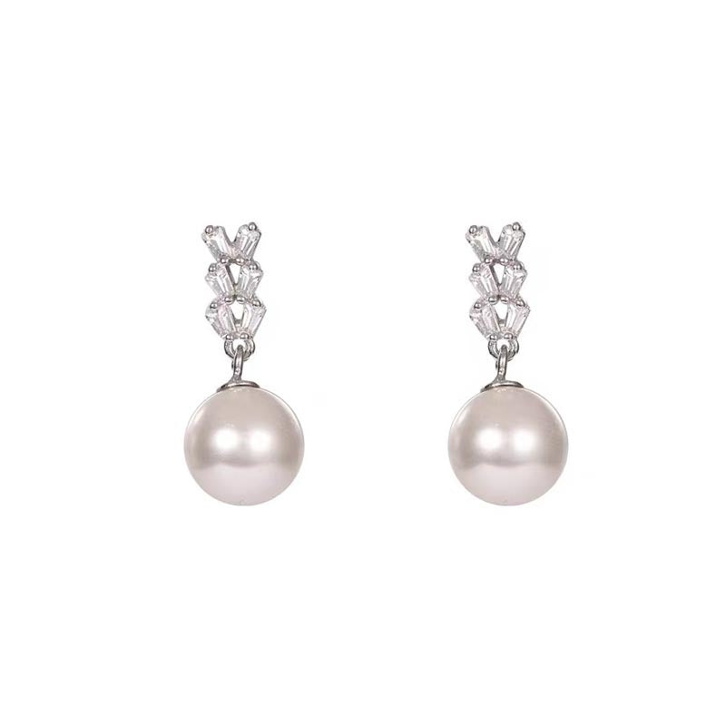 925 sterling silver pearl earrings - silvery
