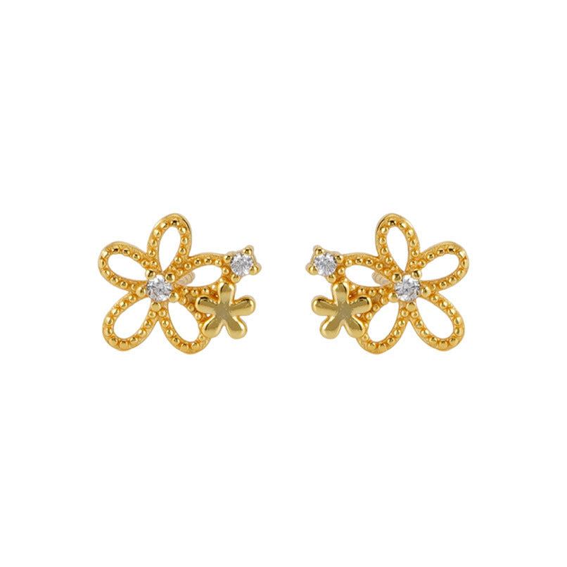 S925 sterling silver flower earrings