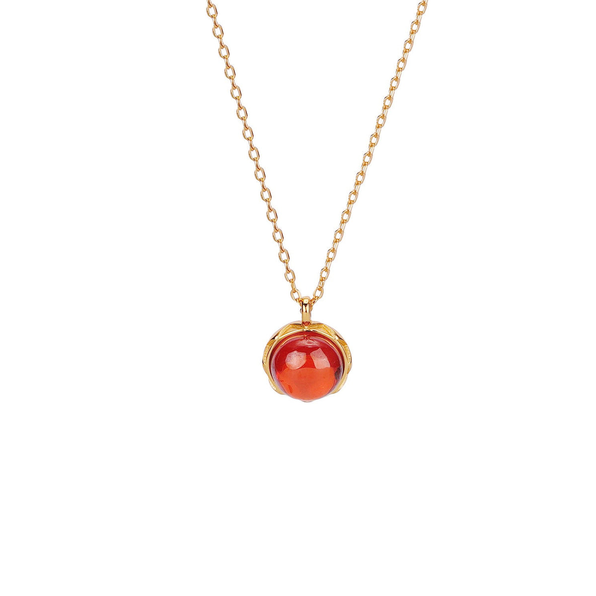 925 sterling silver garnet pendant necklace-golden