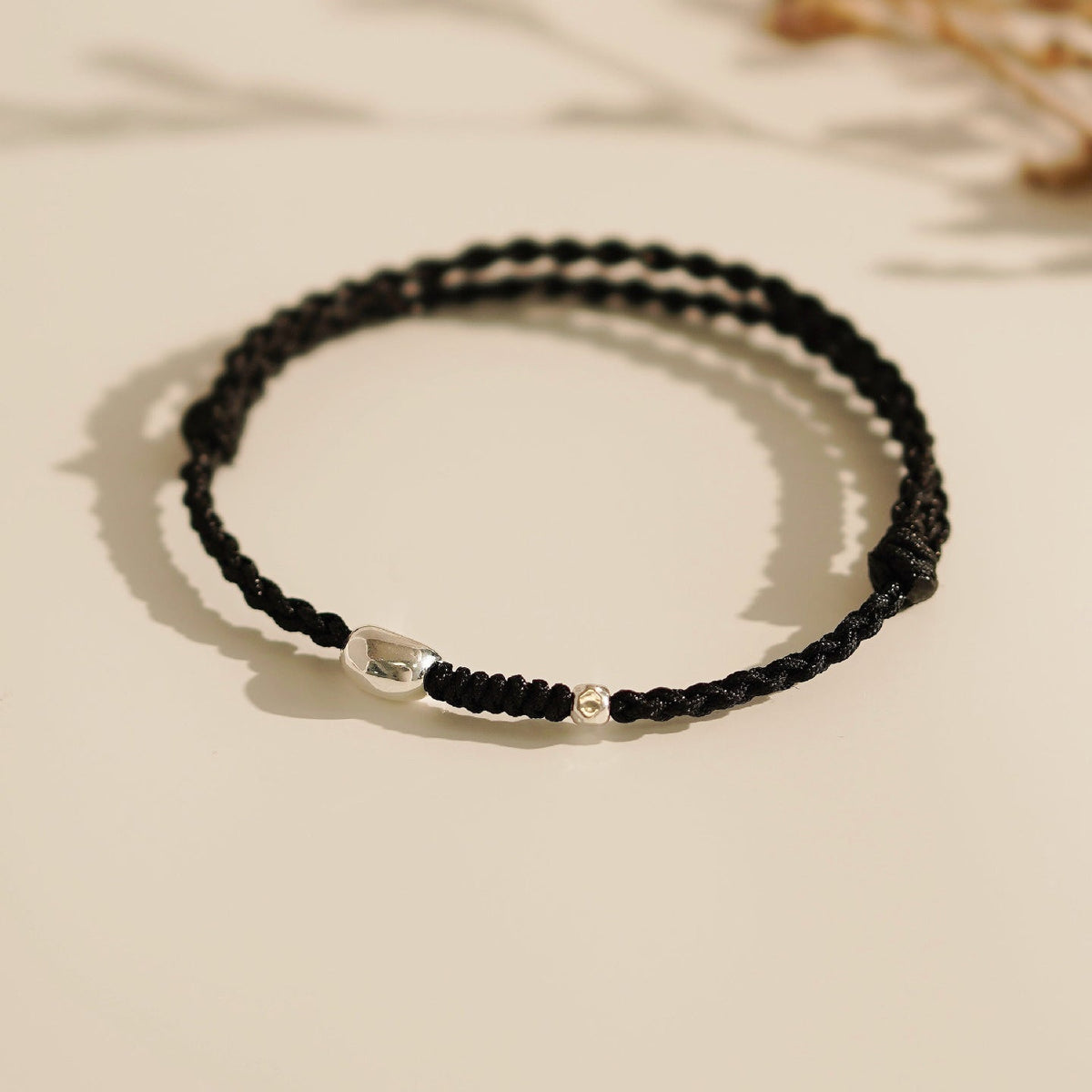 925 sterling silver couple bracelet with silver beads