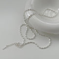 S925 Silver Olive Bead Necklace - Silvery