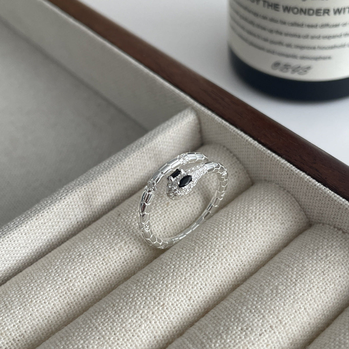 S925 sterling silver snake shaped ring