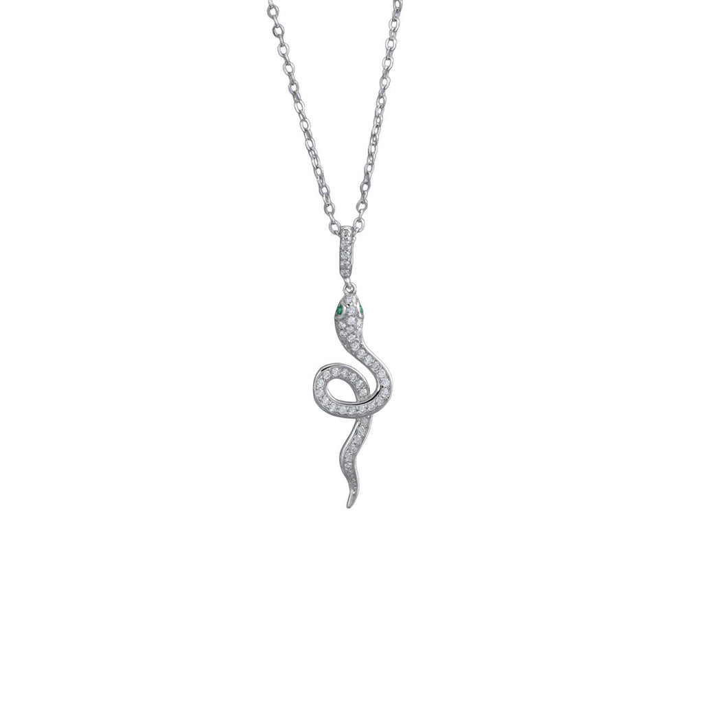 S925 sterling silver snake pendant necklace