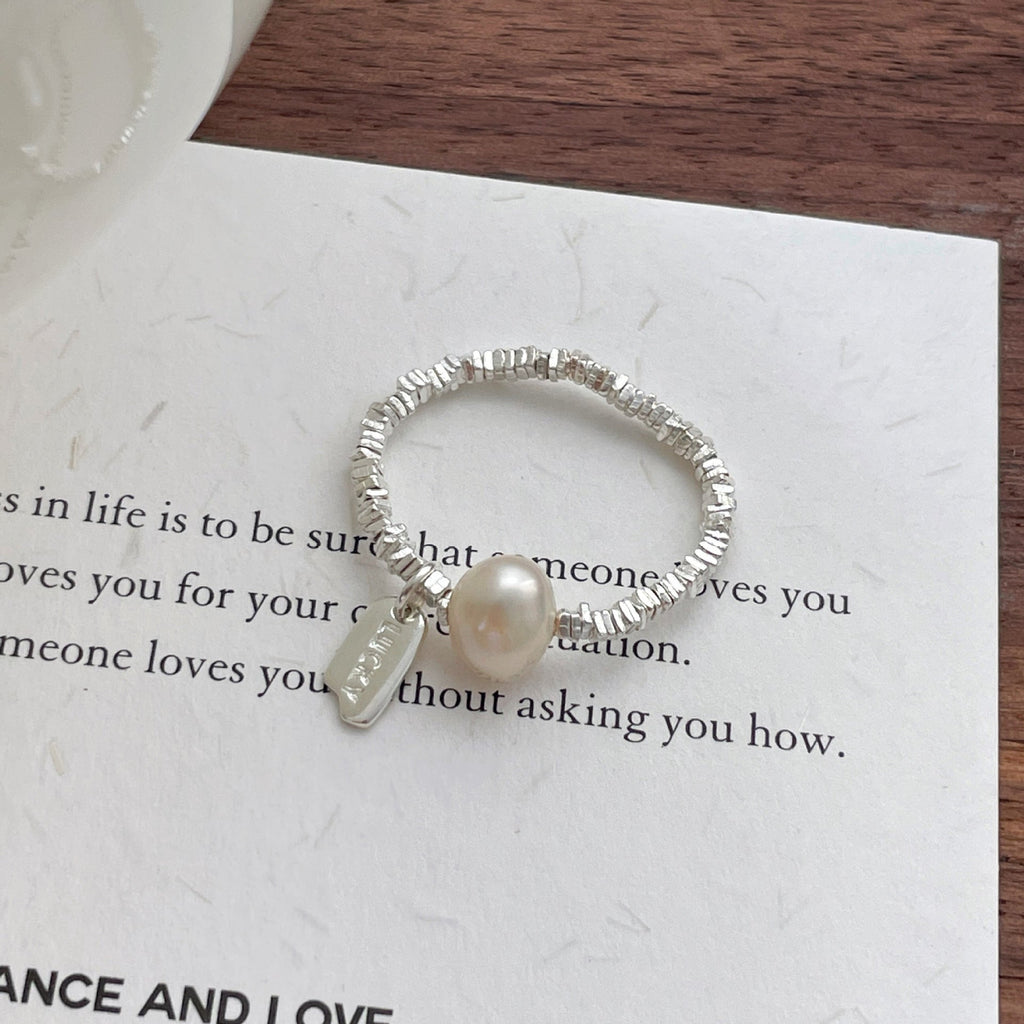 925 sterling silver elastic rope ring - silvery