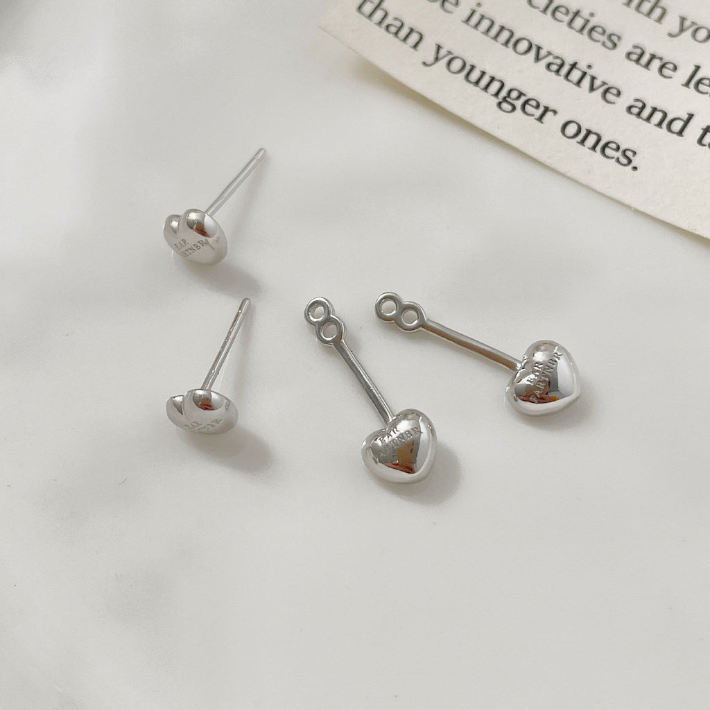 925 sterling silver heart-shaped earrings - silvery