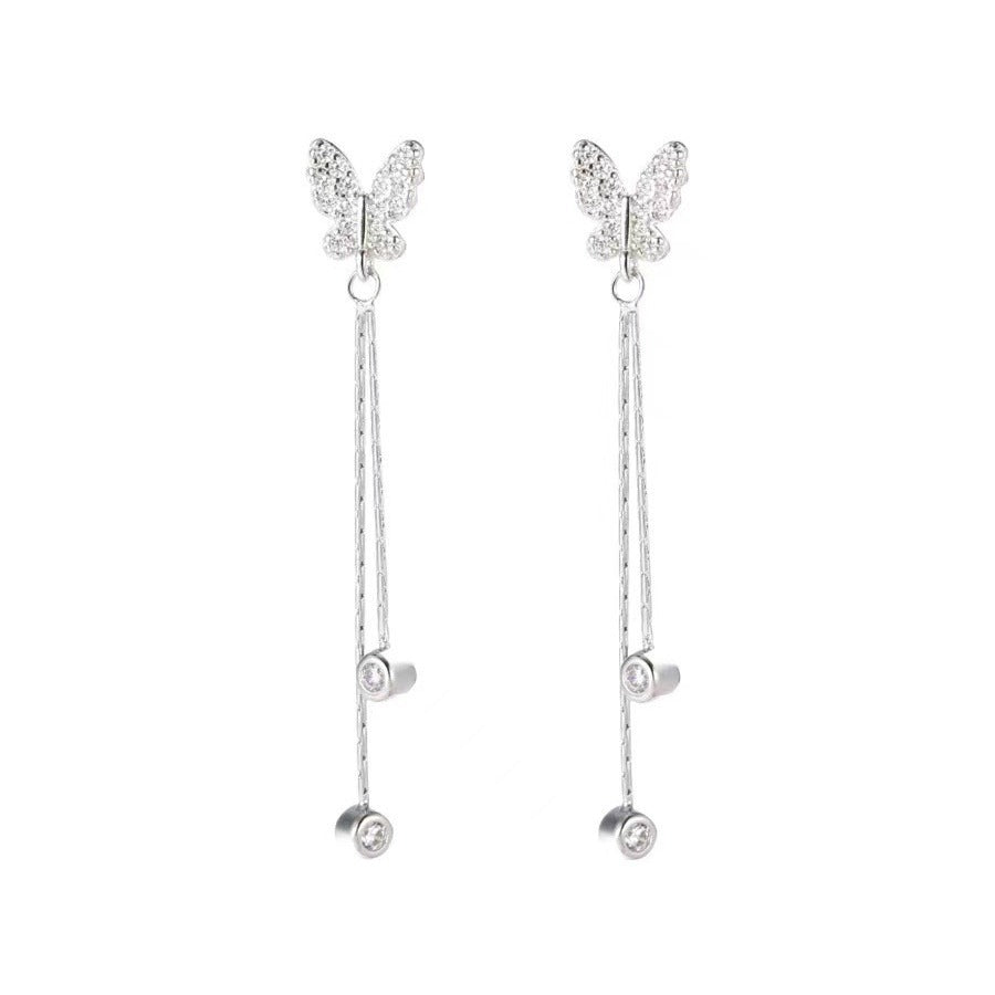 925 sterling silver long earrings - silvery