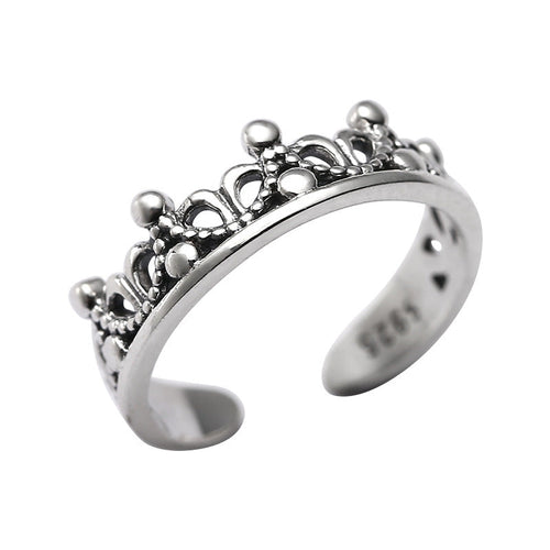 925 sterling silver crown shaped ring - silvery
