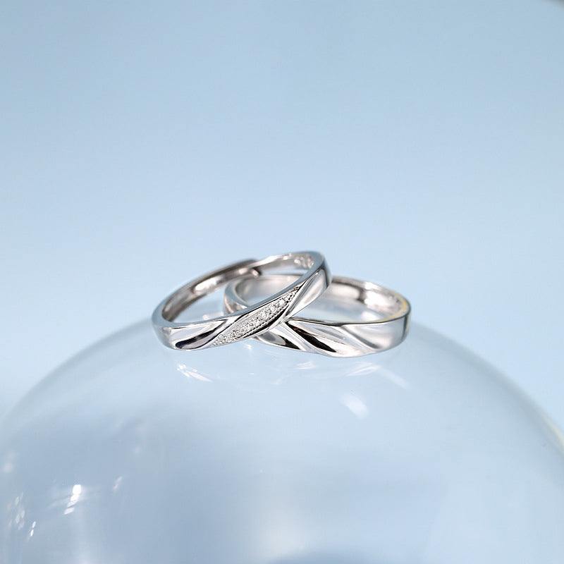 925 sterling silver couple's ring - silver