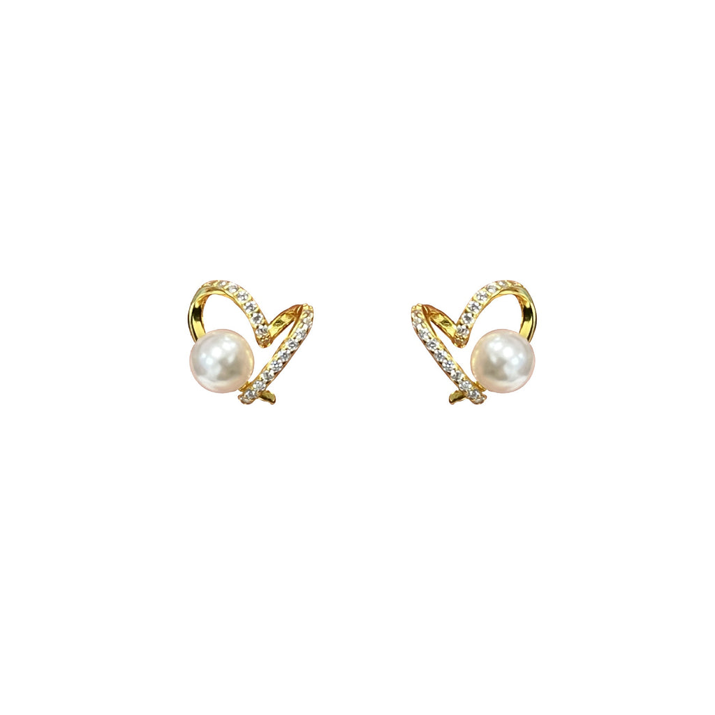 S925 pure silver heart set with super sparkling zircon earrings