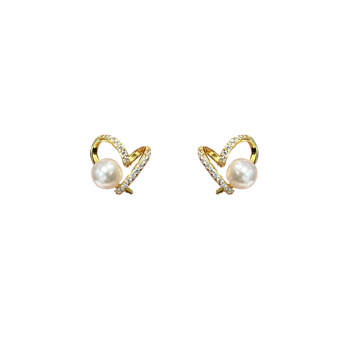 S925 pure silver heart set with super sparkling zircon earrings