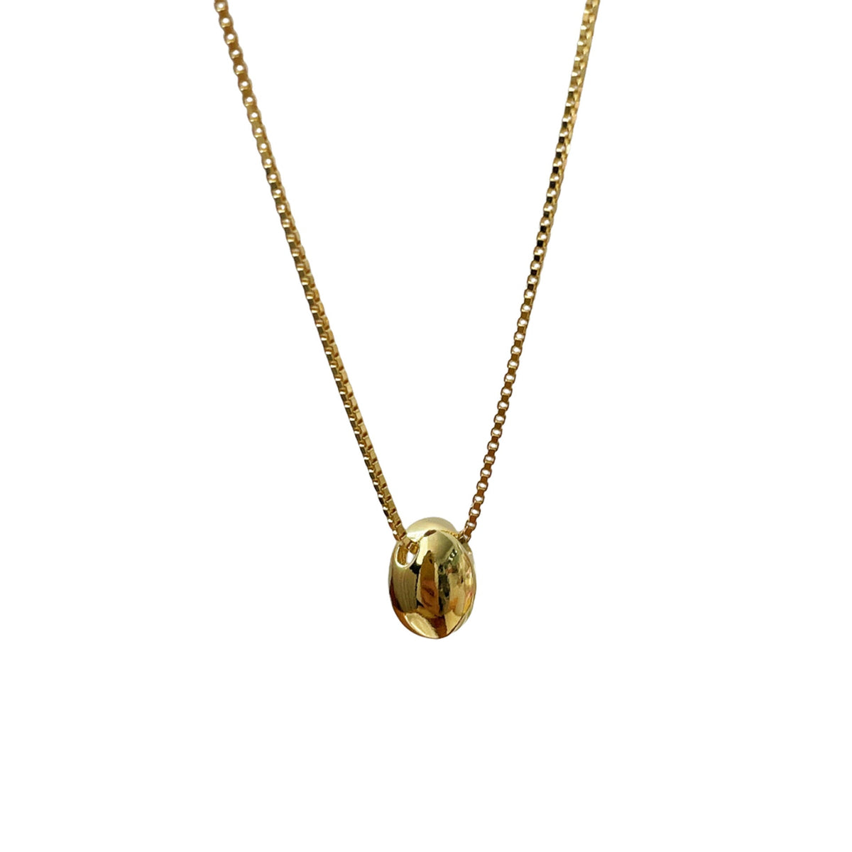 S925 silver oval silver bean pendant necklace