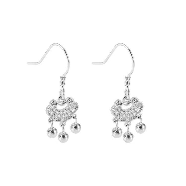 925 sterling silver safety lock earrings - silvery
