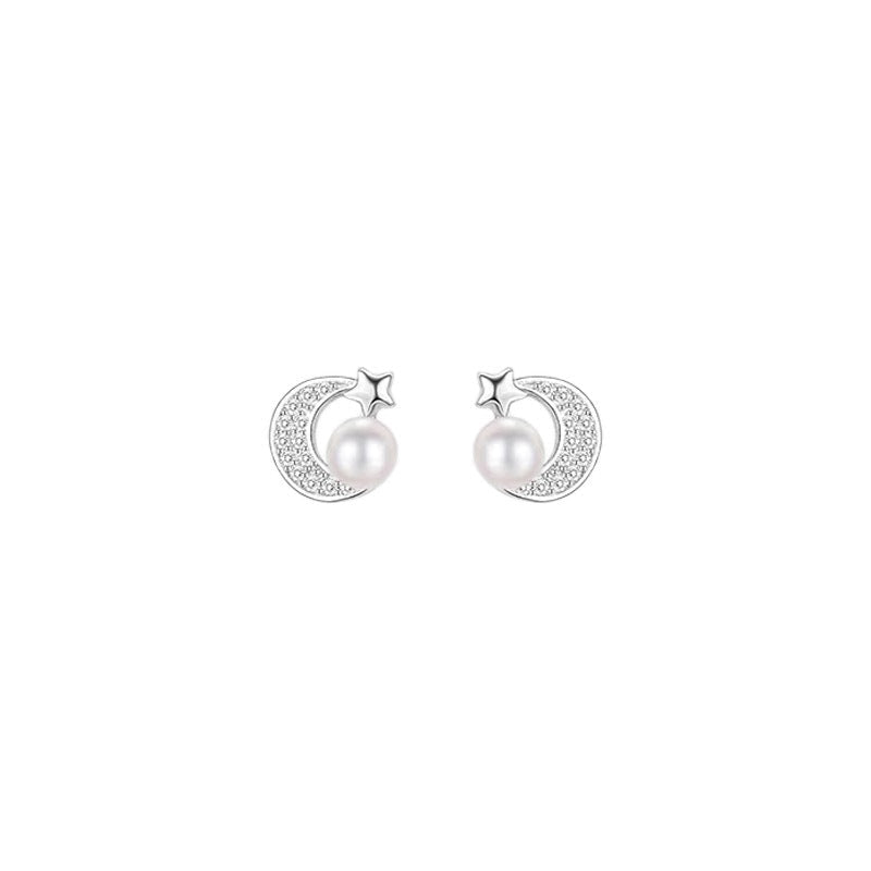925 sterling silver star and moon earrings - silvery