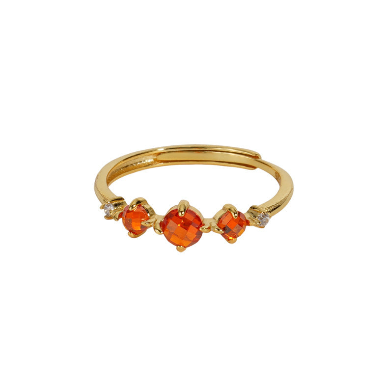 925 sterling silver sparkling zirconium ring - golden