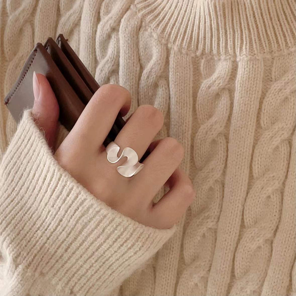 925 sterling silver open-end ring - silvery