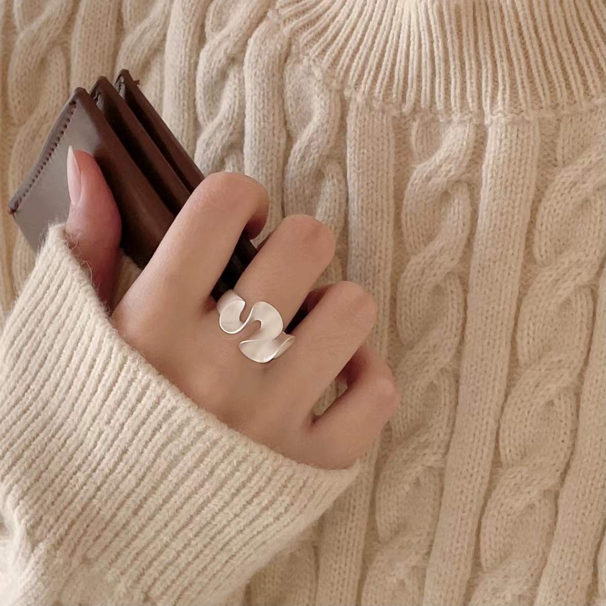 925 sterling silver open-end ring - silvery