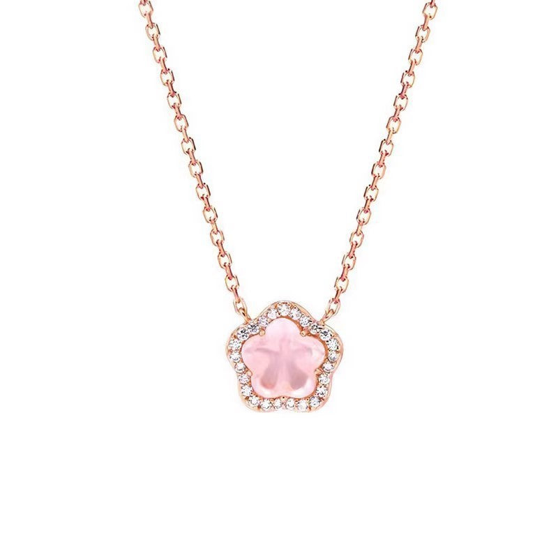 925 sterling silver pink crystal necklace