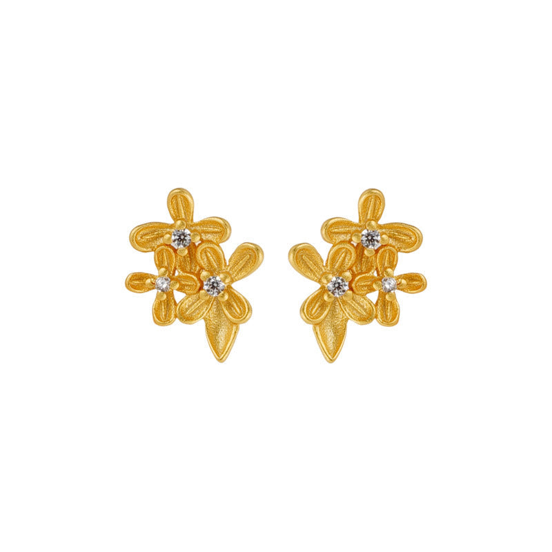 S925 sterling silver flower earrings