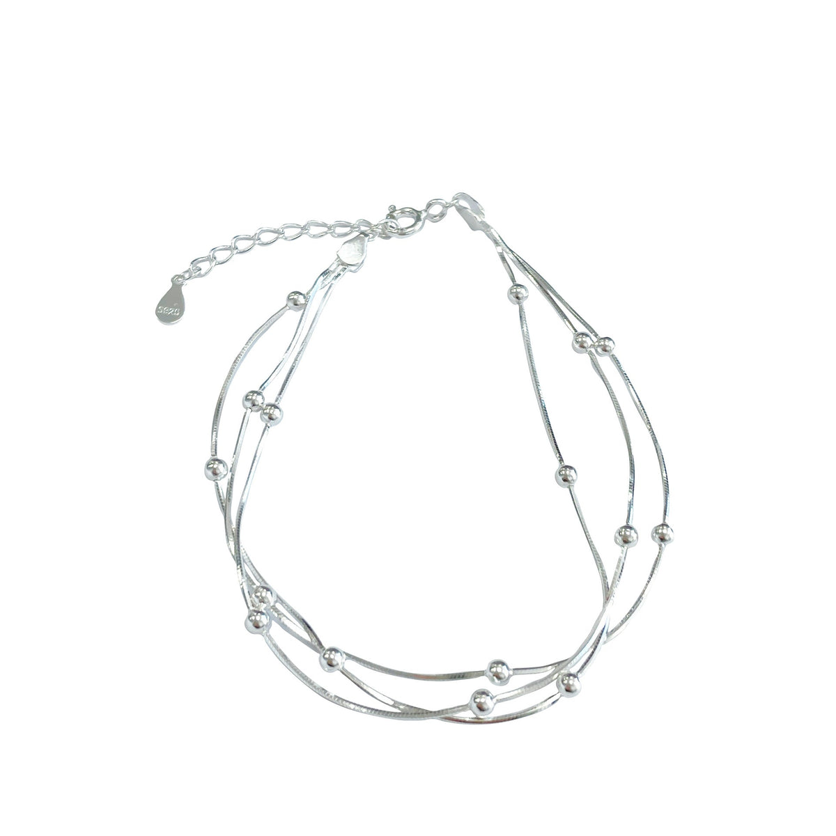 925 sterling silver three-layer snake bone chain bracelet - silvery