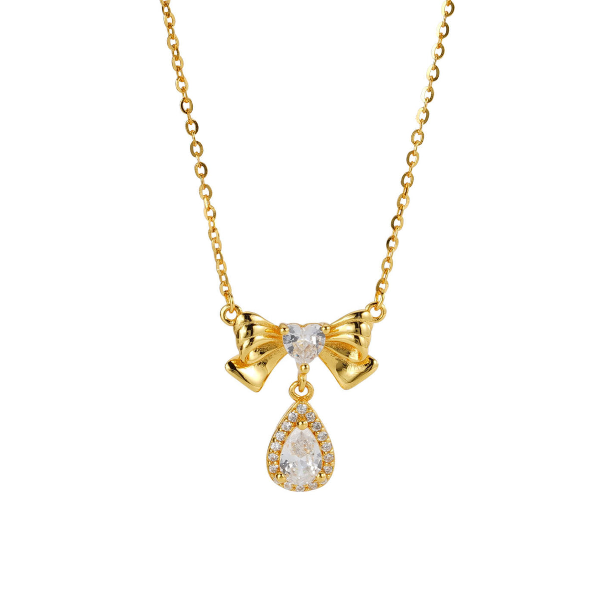 S925 sterling silver droplet shaped pendant necklace