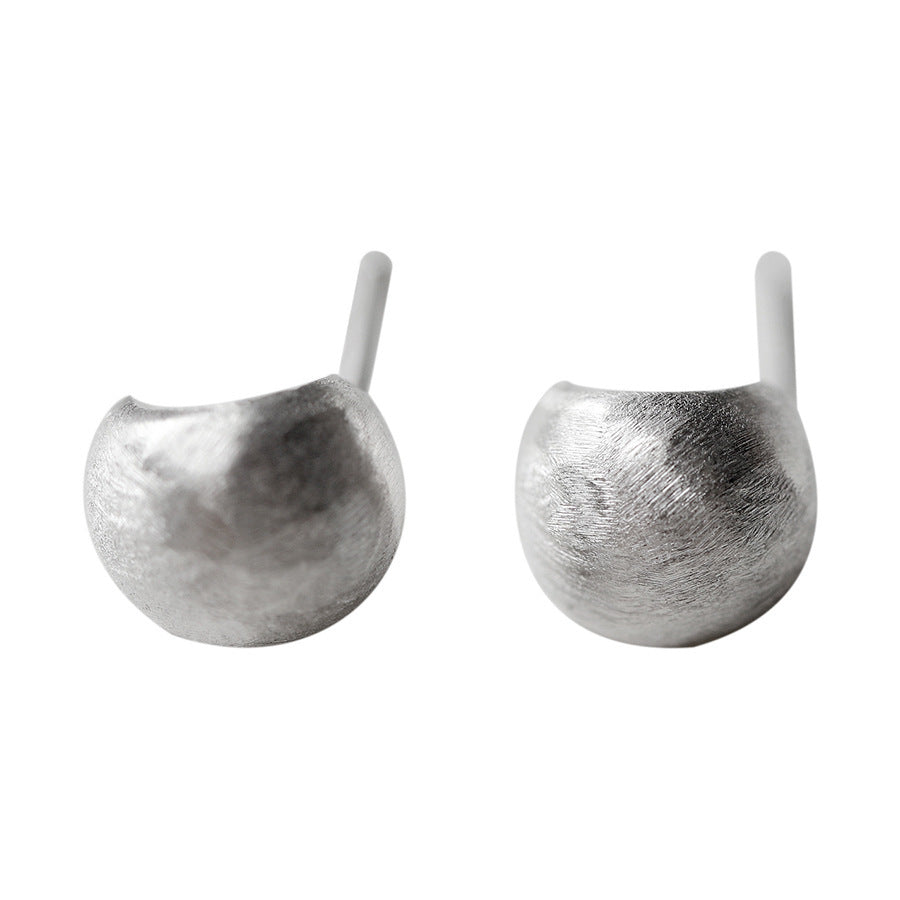 925 sterling silver frosted curved earrings - silvery