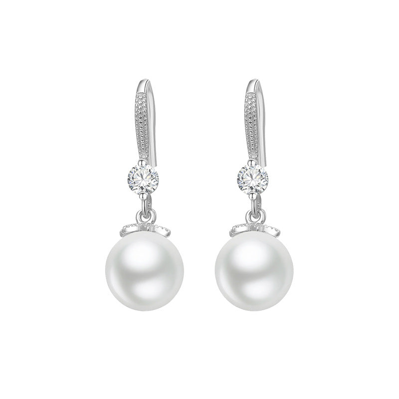 925 sterling silver pearl earrings - silvery