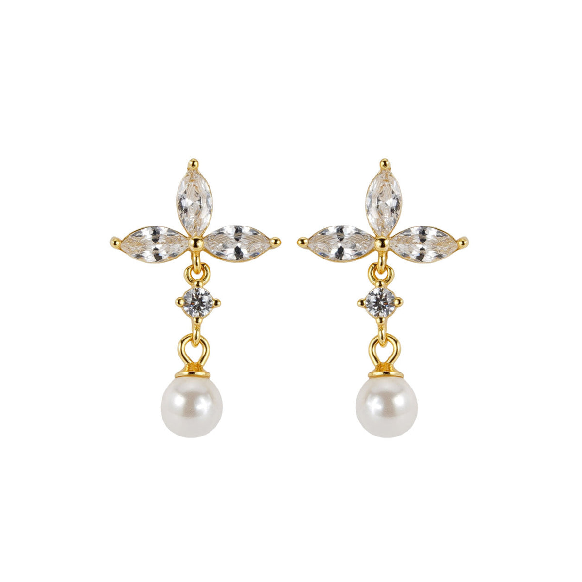 S925 pure silver imitation pearl pendant earrings