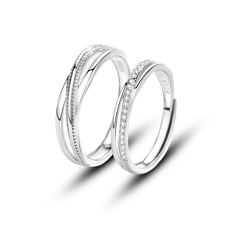 925 sterling silver couple ring - silvery
