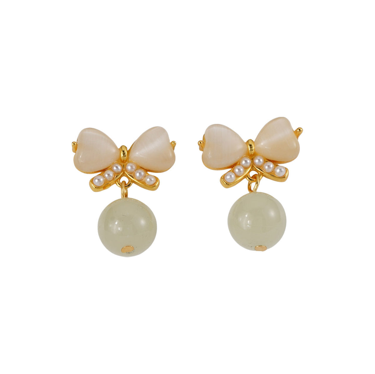 925 sterling silver bowknot earrings - golden