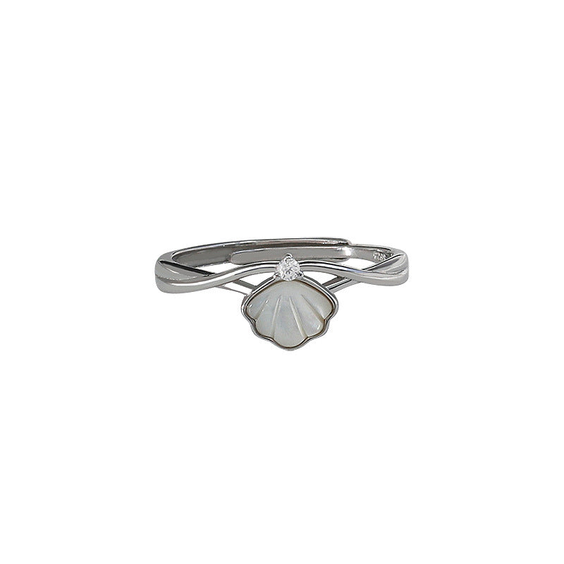 925 sterling silver shell ring - silvery